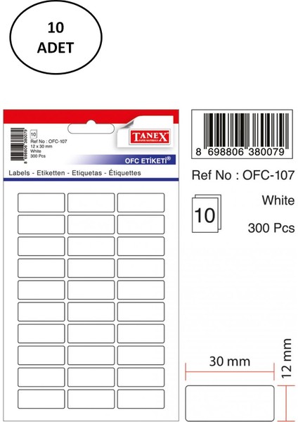 Tanex Ofc 107 Ofis Etiketi 10 Adet