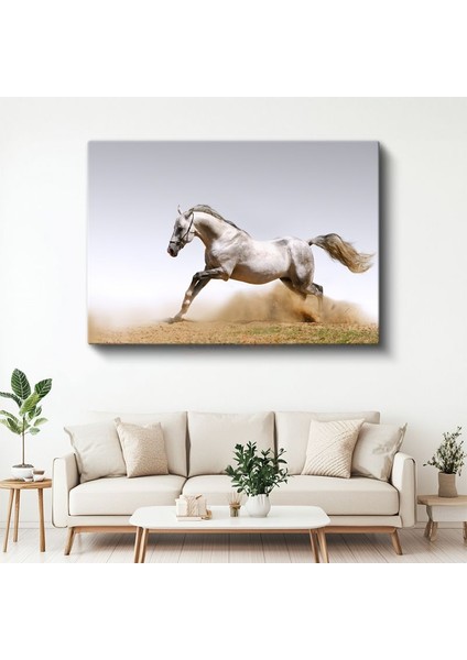 Beyaz At - Kumda Dans Eden Asil Ruh Kanvas Tablo