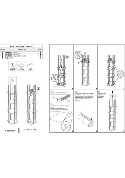 Osso Beyaz Dekoratif Modern Ahşap Mdf 3 Raflı Çerçeveli Lambader