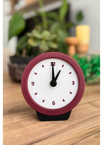 Masa Saati Analog Retro Yuvarlak Bordo - Vişne Çürüğü fiyatları
