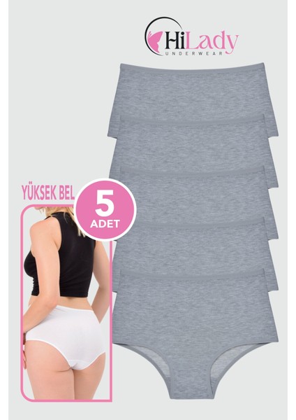 Kadın Külot Likralı Esnek Pamuklu 5'li Paket Yüksek Bel Külot Soft Renkler