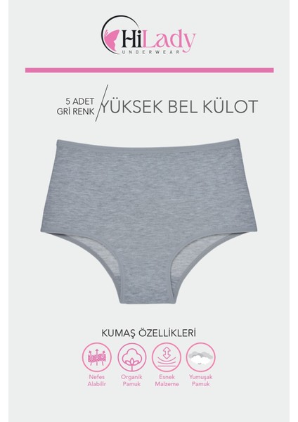 Kadın Külot Likralı Esnek Pamuklu 5'li Paket Yüksek Bel Külot Soft Renkler fiyatları