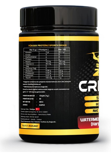 Creatine 300 gr Monohyrate Mikronized-Karpuz-Aroma