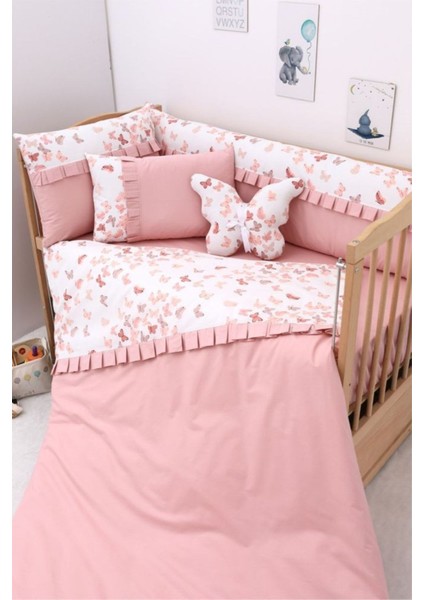 Pembe Düz Çarşaf ve Nevresim Takımı, Dolgu Korumalık, %100 Pamuk, 60x120 Ölçüleriyle Bebeğiniz İçin Mükemmel!