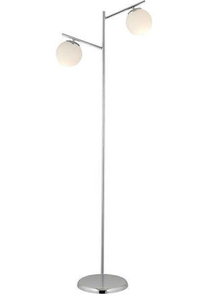 Renji 2li Krom Beyaz Camlı Modern Dekoratif Tasarım Oturma Odası-Salon Lambader fiyatları