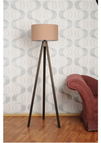 3 Ayaklı Tripod Lambader Abajur Kumaş Başlık---Cappucino-C