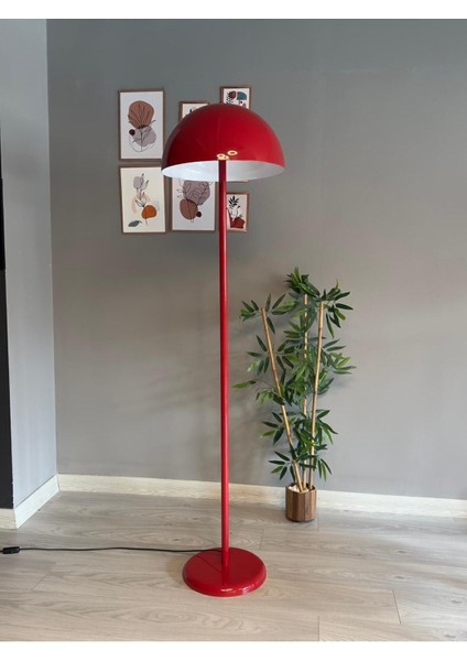 Kırmızı Lambader Modern Dekoratif Metal Hol Kütüphane Çalışma Odası Zemin Lamba 170 cm Kablo