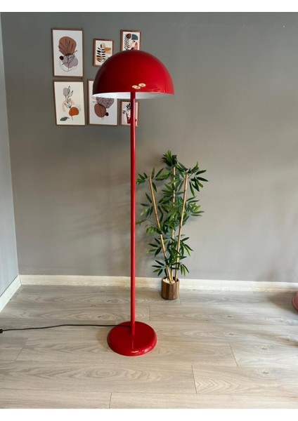 Kırmızı Lambader Modern Dekoratif Metal Hol Kütüphane Çalışma Odası Zemin Lamba 170 cm Kablo fırsatları