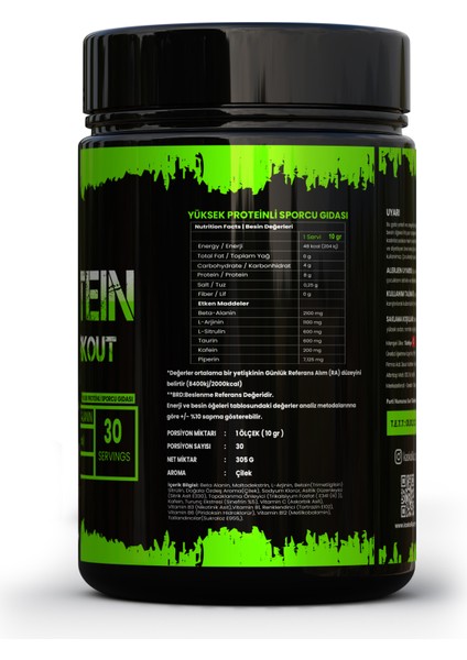 Pre-Workout 305 gr Çilek Aromalı fiyatları