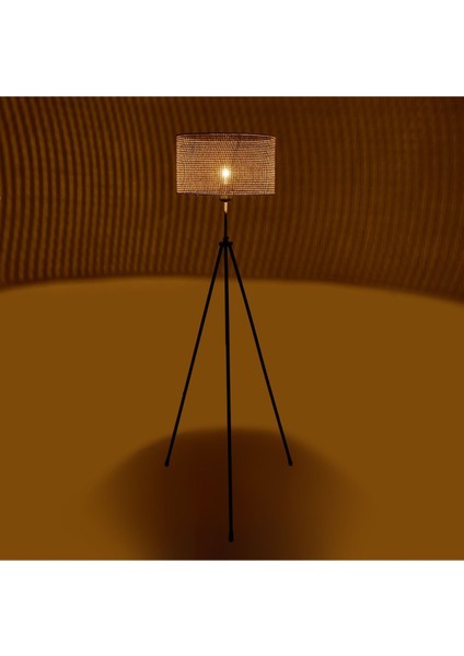 Nisa Luce Marla Tripod Lambader - Kahverengi Başlık / Siyah Ayak - 180 cm