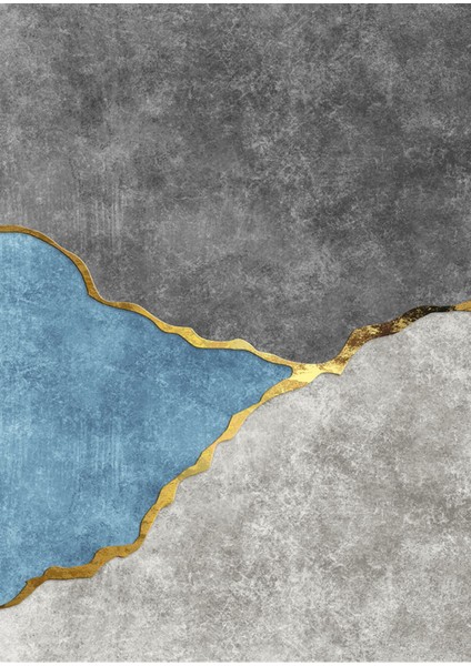 soyut Gri-Gold-Mavi Elegant Sevilen Desen 1|çerçeveli Temperli Cam Tablo Tekli Dikey fiyatları