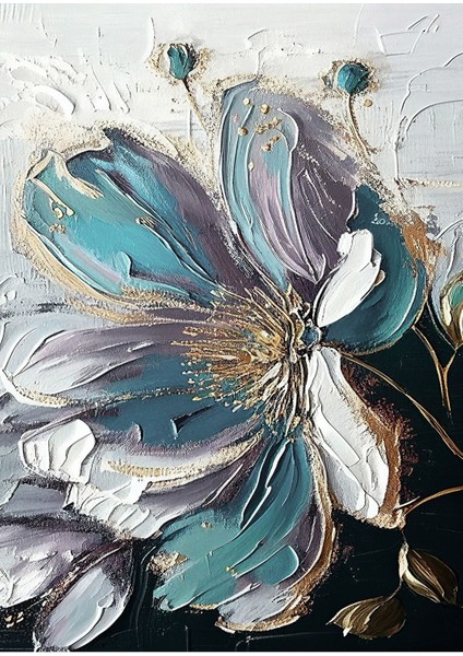 mor-Turkuaz-Gri Renkli Çiçekli Model 1|çerçeveli Temperli Cam Tablo Tekli Dikey fiyatları