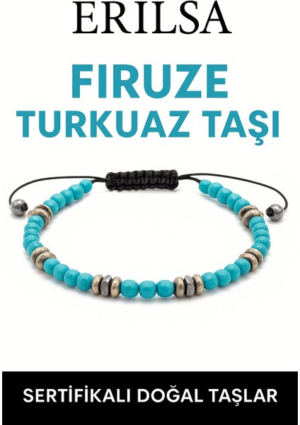 Sertifikalı Terahertz – Firuze Taşı Bileklik (Ince Model) – Koruma, Enerji ve Şans Taşı