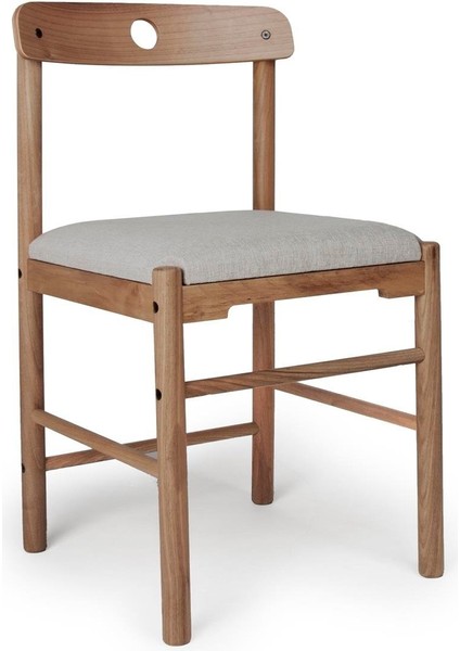 Alaçatı Ceviz Bej Sandalye, Masif Ahşap Sandalye, Modern Sandalye, İskandinav Sandalye