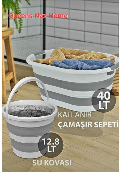 2li Set Katlanabilir Çamaşır Sepeti Katlanabilir Akordiyon Su Kovası Yeni Nesil Nesil
