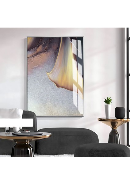 mürdüm-Sarı Sevilen Gala Çiçek Modeli 02 |çerçeveli Temperli Cam Tablo Tekli Dikey