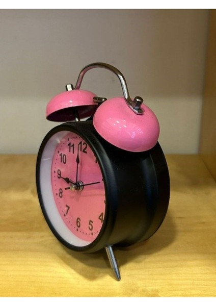 Büyük Boy Nostaljik Pembe Renkli Metal Işıklı Çanlı Çalar Saat modelleri
