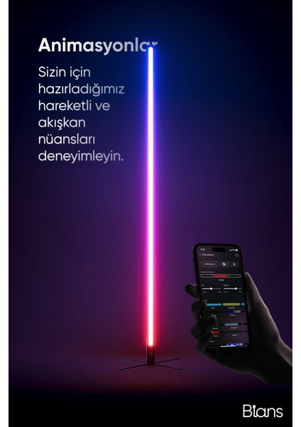 React™ LED Lambader - Sese Duyarlı - Mobil Uygulama - Animasyonlu (Siyah)