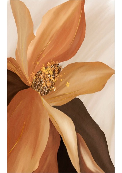 krem-Turuncu Çiçek Modeli 1 |çerçeveli Temperli Cam Tablo Tekli Dikey fiyatları