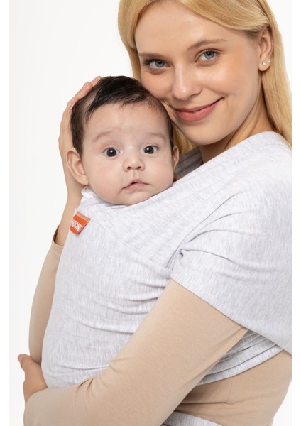Gri Wrap Sling Bebek Taşıma Şalı, Bebek Teni Için Özenle Seçilmiş Pamuk Premium Kumaş, Kanguru
