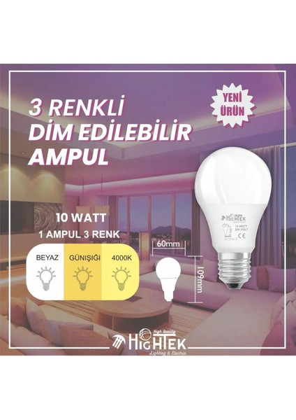 10W 3 Renk LED Ampül