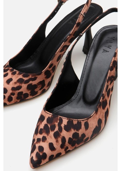 Kadın Taba Leopar Desenli Ayarlanabilir Tokalı Stiletto