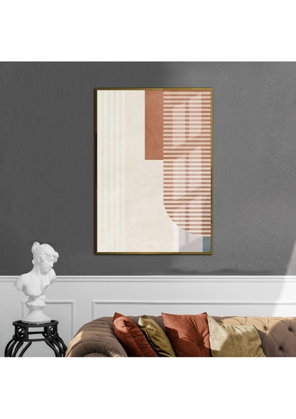 kırmızı-Beyaz-Gri Soyut Model 2 |çerçeveli Temperli Cam Tablo Tekli Dikey