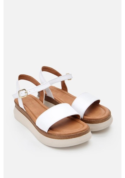 Kadın Beyaz Comfort Düz Sandalet