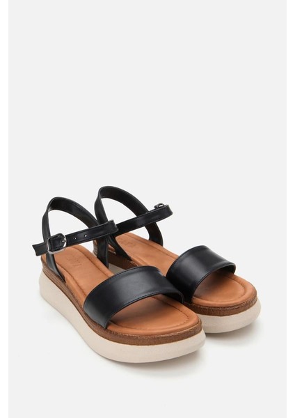 Kadın Siyah Comfort Düz Sandalet