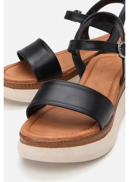 Kadın Siyah Comfort Düz Sandalet