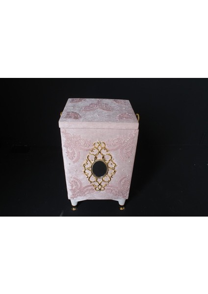 Şık 3'lü aynalı çeyizlik çamaşır sepeti, pudra renk, ahşap tasarım, 60L hacim fırsatları