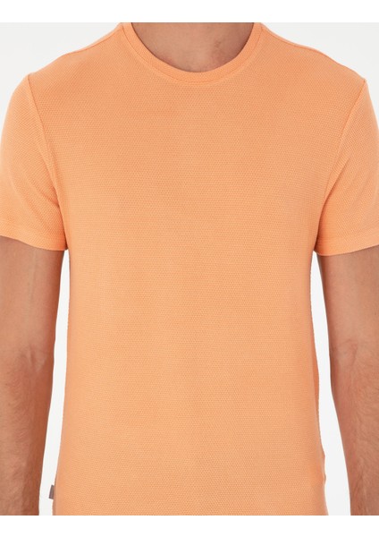 Erkek Turuncu Slim Fit Basic Tişört 50280967-VR186