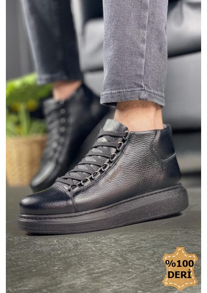 Bartiniavm CH258 Cst Roma Deri Erkek Bot Sıyah