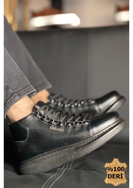 Bartiniavm CH258 Cst Roma Deri Erkek Bot Sıyah modelleri