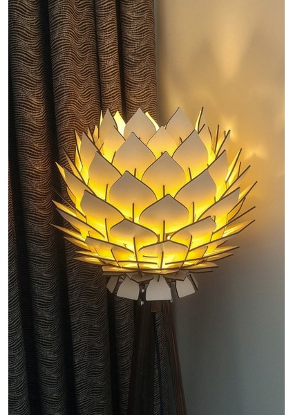 Lotus Dekoratif Lambader Şapkası Başlığı Avize Abajur Bej