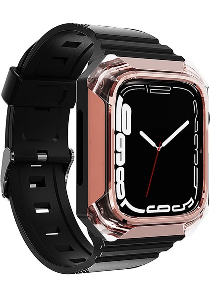 Apple Watch 7 41MM Krd-88 Sert Pc Kasa Koruyuculu Silikon Kordon