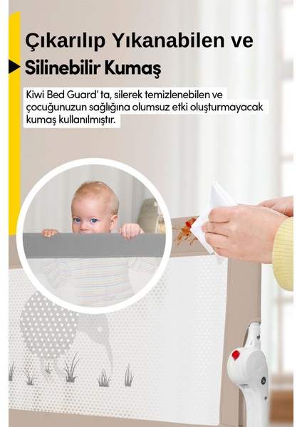 Çocuk Yatak Koruyucu Bariyeri ve Yatak Korkuluğu, Ekstra Dolgulu Kumaş Bed Guard Beyaz
