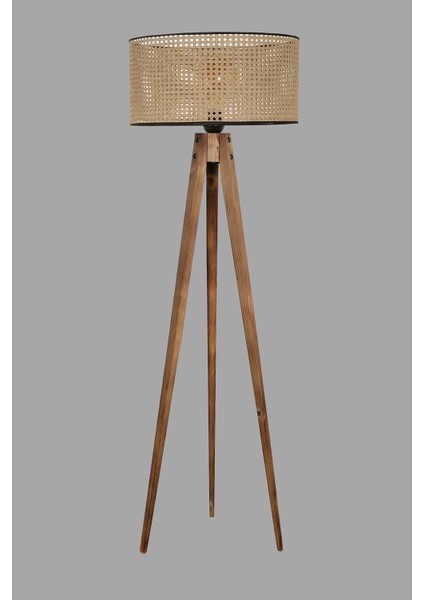 Tripod Lambader Yanık Silindir Rattan Abajurlu fiyatları