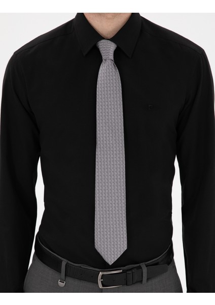 Erkek Siyah Regular Fit Uzun Kollu Basic Gömlek 50307198-VR046