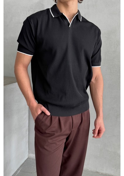 Erkek Oversize Selanik Polo Yaka Triko T-Shirt