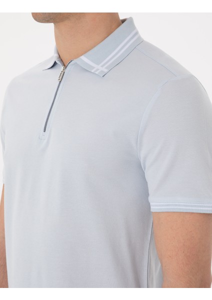 Erkek Açık Mavi Slim Fit Tişört 50302607-VR003