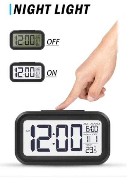 LED Dijital Çalar Saat Arka Işık Erteleme Sessiz Takvim Masaüstü Elektronik Arka Işık (Siyah) fırsatları
