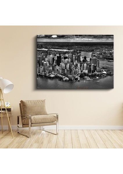 Manhattan Adası - Havadan Şehir Panoraması Kanvas Tablo