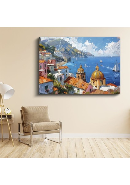 Positano Kubbesi - Italyan Sahil Kasabası Kanvas Tablo