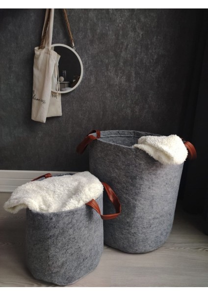 Gri Çok Amaçlı Çamaşır ve Saklama Sepeti Seti, Pratik ve Şık Tasarım