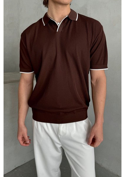 Erkek Oversize Selanik Polo Yaka Triko T-Shirt