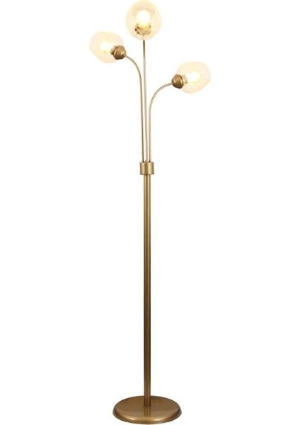 Zambak 3 Lü Eskitme Lambader Çatlak Camlı Modern Oturma Odası, Yatak Odası, Salon Lambader