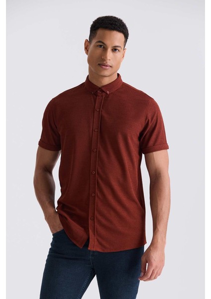 Tarçın Slim Fit Gömlek Yaka Düğmeli T-Shirt