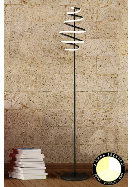 Parya Siyah 72 Watt 3 Renkli LED Modern Tasarım Metal Lambader
