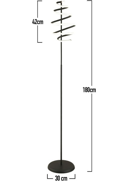 Parya Siyah 72 Watt 3 Renkli LED Modern Tasarım Metal Lambader